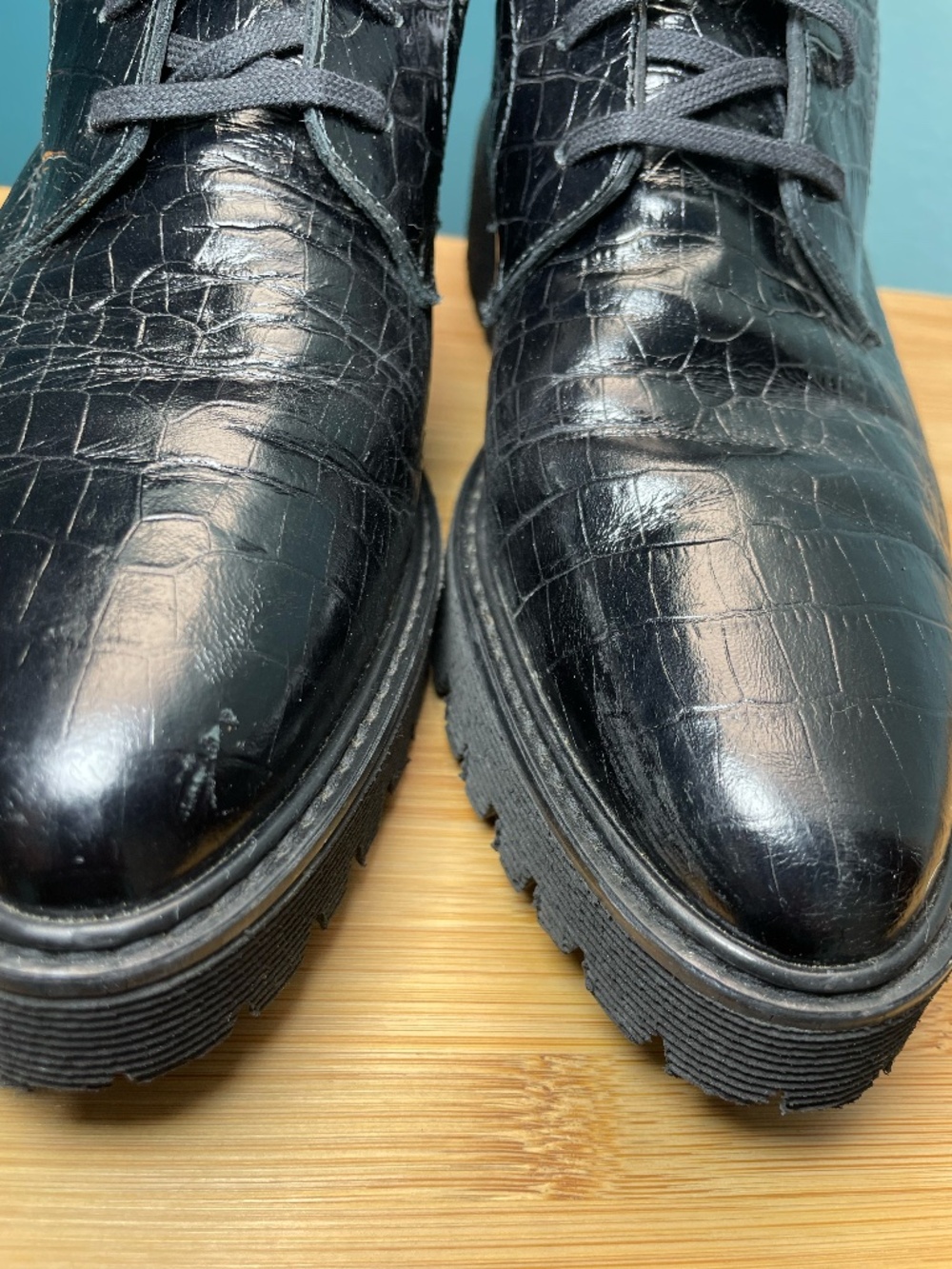 Frēda Salvador Emi Lug Sole 90's Style Combat Boots Women's 7.5 Black Leather - Picture 12 of 16